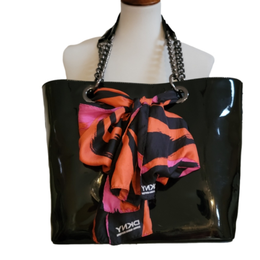 DKNY Black Patent Leather Tote - EUC